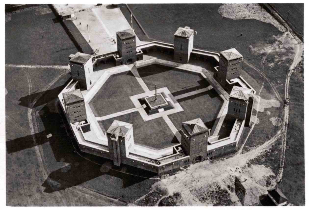 Aerial view of the Tannenberg Memorial, near Olsztynek, Poland, from a Zeppelin, c1931 by Unbekannt