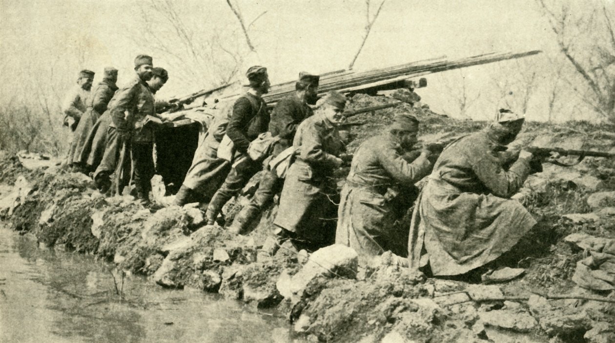 After the Rains: Serbian Infantry During the Floods, First World War by Unbekannt