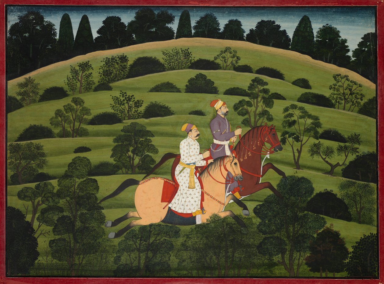 Akrura Rides Toward Dwarka, page from the large Basohli Bhagavata Purana, c. 1760-1765 by Unbekannt