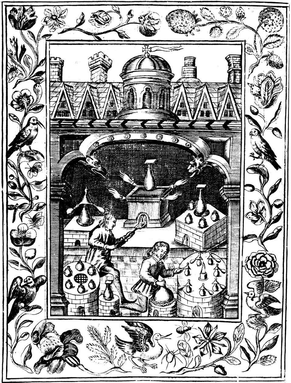 Alchemical Laboratory Showing Various Forms of Furnace and Vessels by Unbekannt