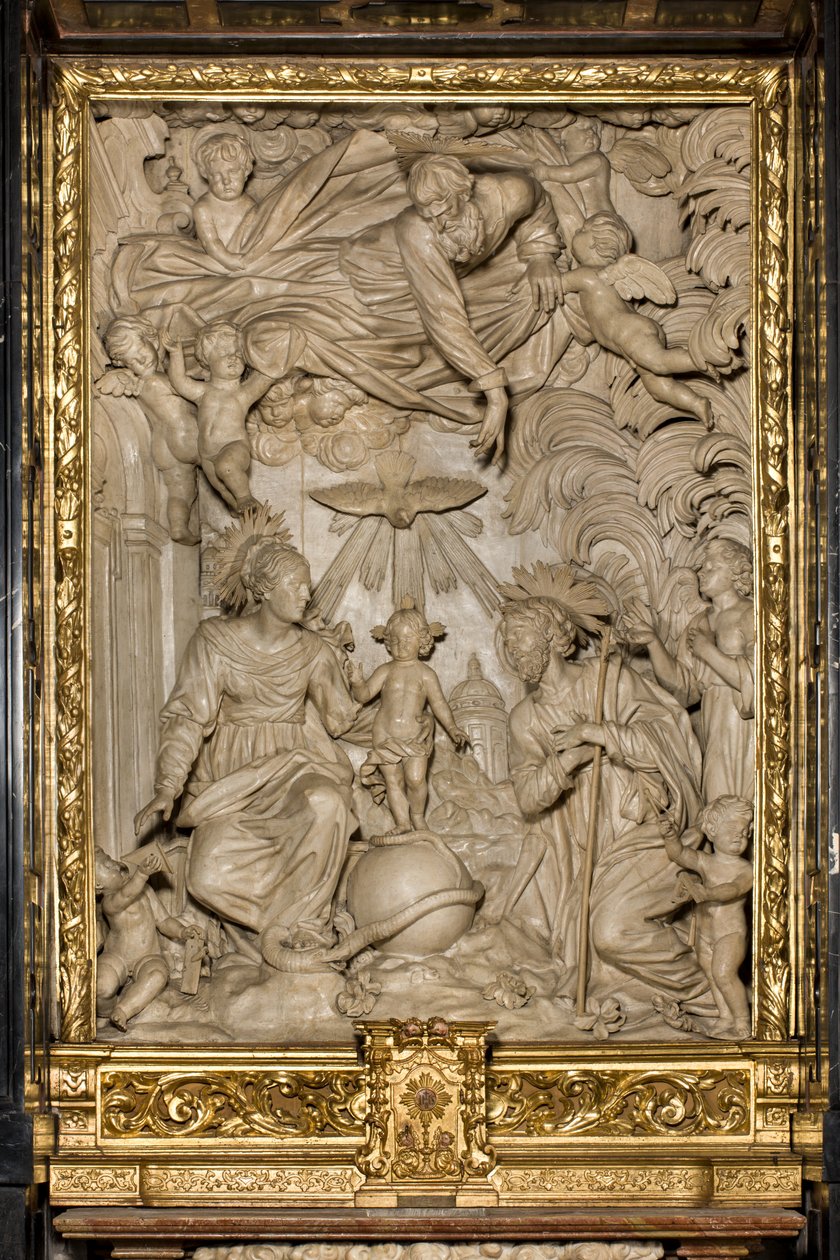 Altar of St. Joseph or Altar of the Holy Family, High Relief, Giacomo Bertesi 1668, Cathedral of Santa Maria Assunta, Cremona, Italy (photo) by Unbekannt