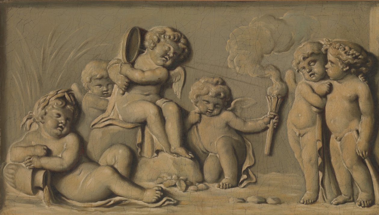Amorini at Play, One of a Pair by Unbekannt