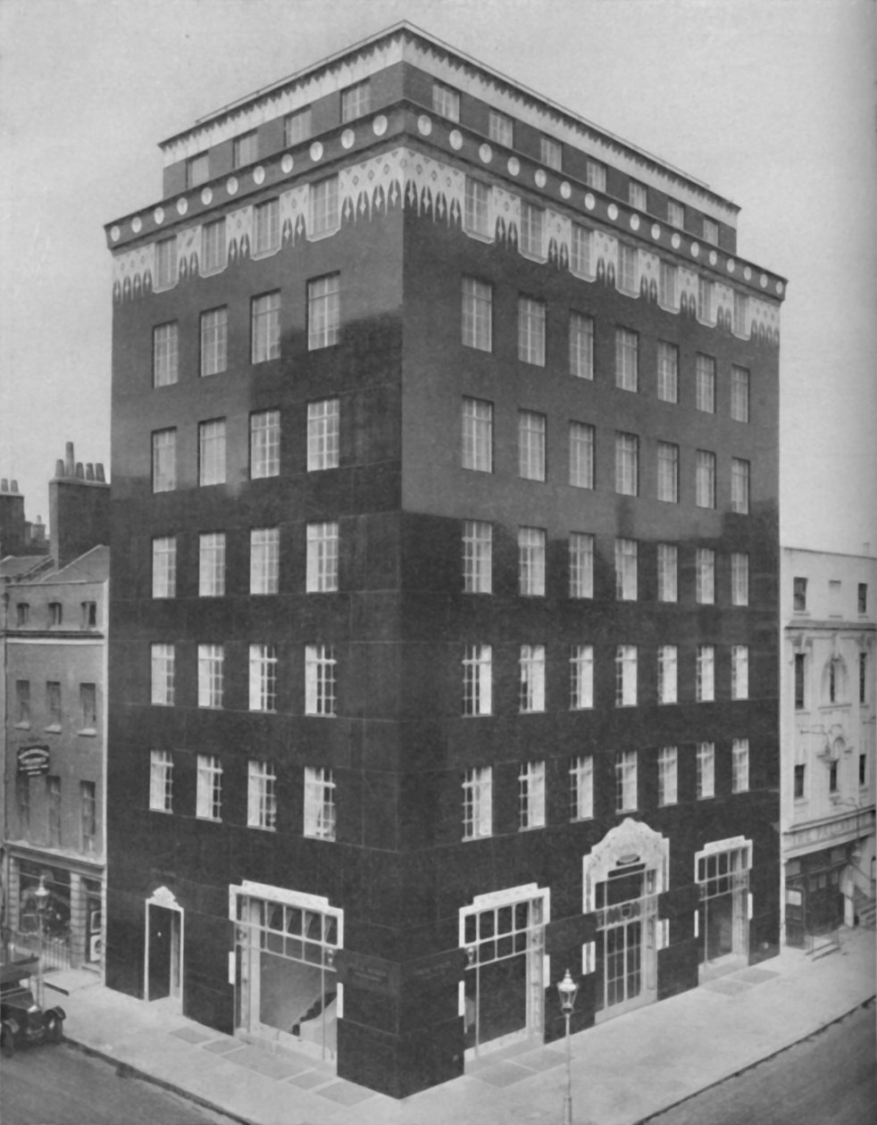 An All-Black Building in London Relieved by a Lace-Like Collar of White, c1935 by Unbekannt