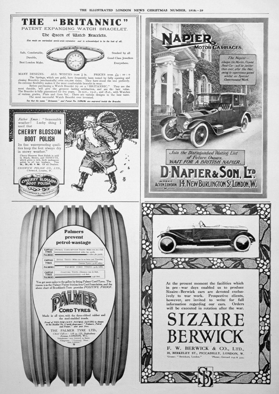 An advertising page in the Illustrated London News, Christmas, 1916 by Unbekannt