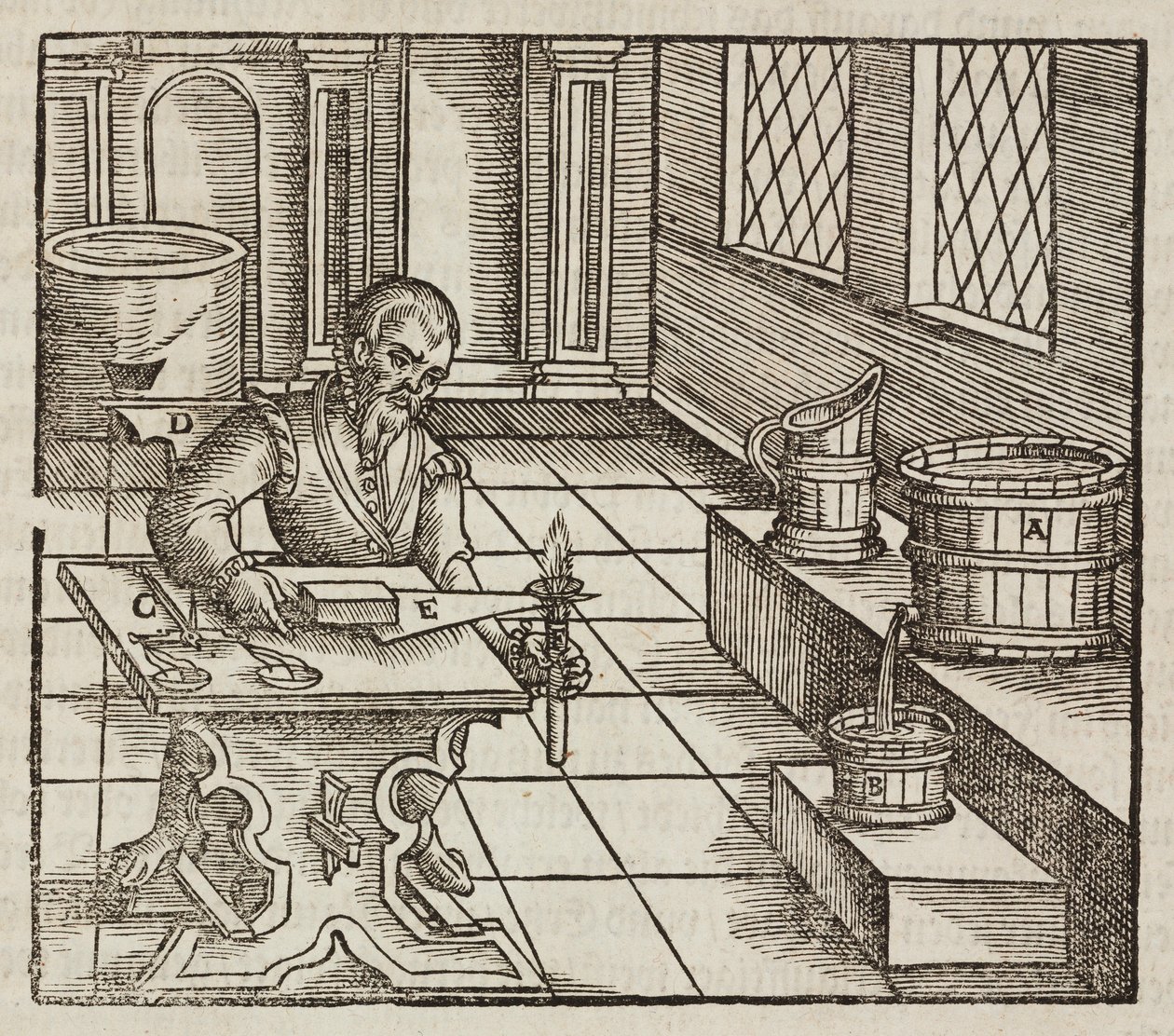 Analysis of Saltpeter, Used in Gunpowder and for Meat Preservation - Engraving from Description of Ores and Principal Mining Methods, by Lazarus Ecker by Unbekannt