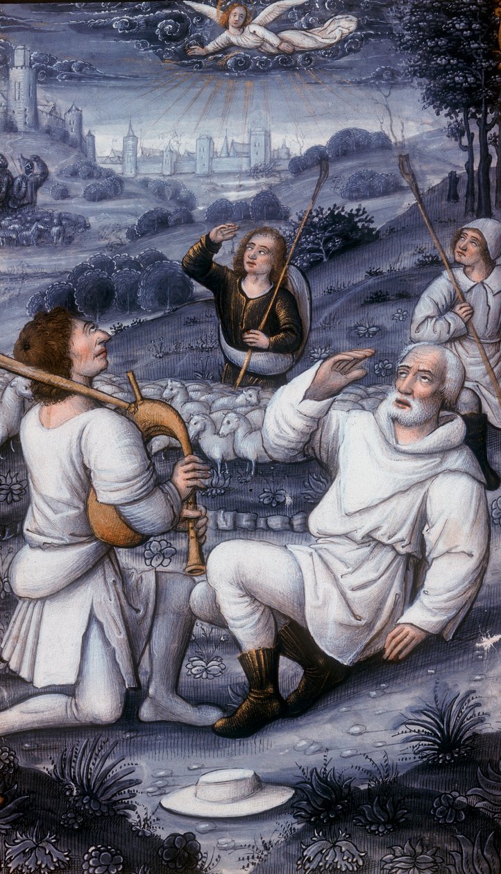 Angel summoning the shepherds to the Nativity by Unbekannt