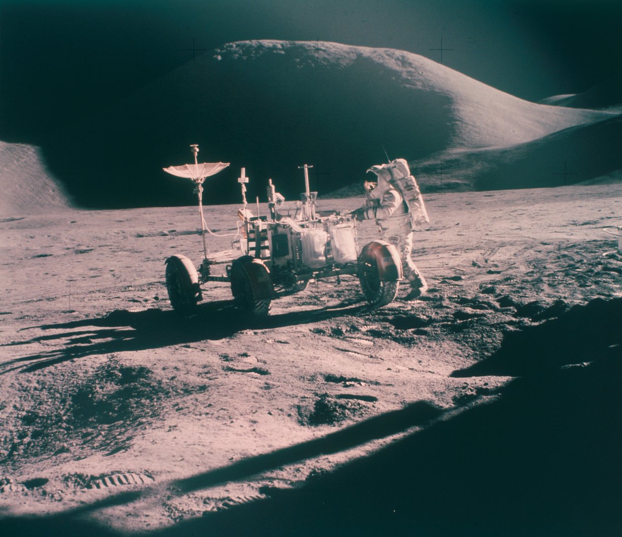 Apollo 15 Astronaut James Irwin with the Lunar Rover by Unbekannt