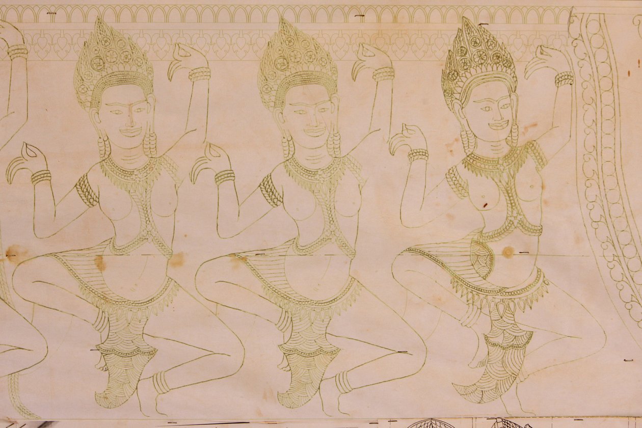 Apsara Drawing, Siem Reap, Cambodia by Unbekannt