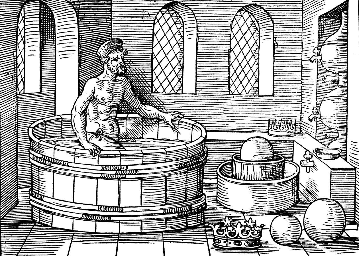 Archimedes, Ancient Greek Mathematician and Inventor, in His Bath by Unbekannt