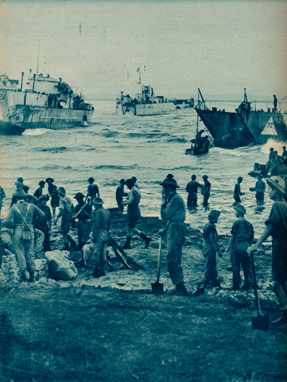 As the Sun Came Up On Invasion Day: With Pick and Shovel the Way is Cleared by Unbekannt