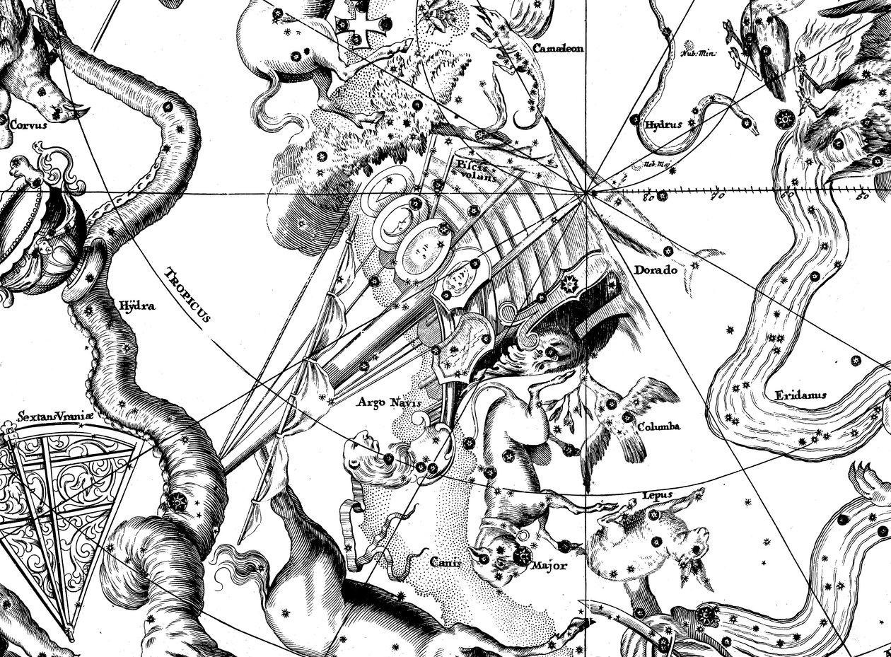 Astronomical Map, Centred on the Southern Constellation of Argo Navis by Unbekannt