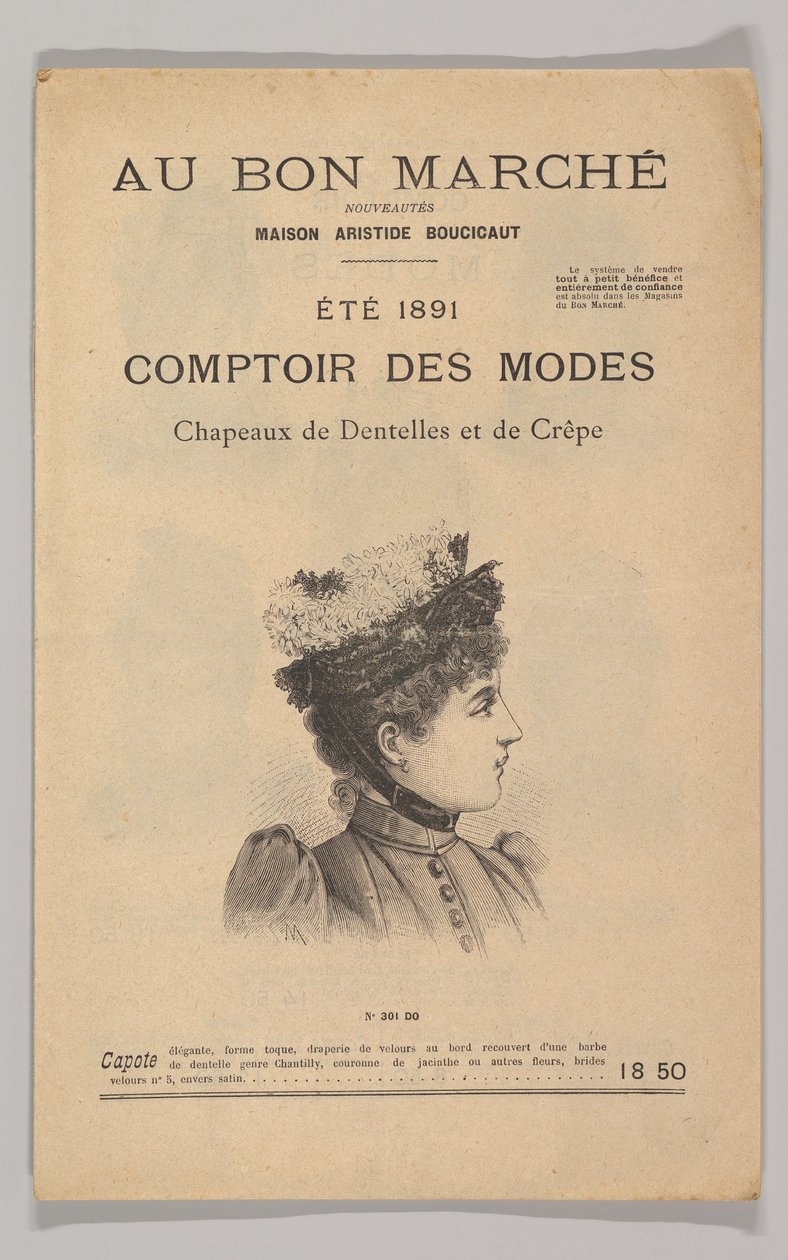 Au Bon Marché-Comptoir des Modes, Chapeaux de Dentelles et de Crêpe, Été 1891 by Unbekannt