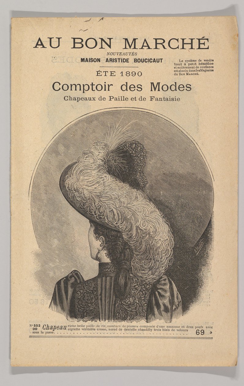 Au Bon Marché-Comptoir des Modes, Chapeaux de Paille de Fantaisie, Éte 1890, 1890 by Unbekannt