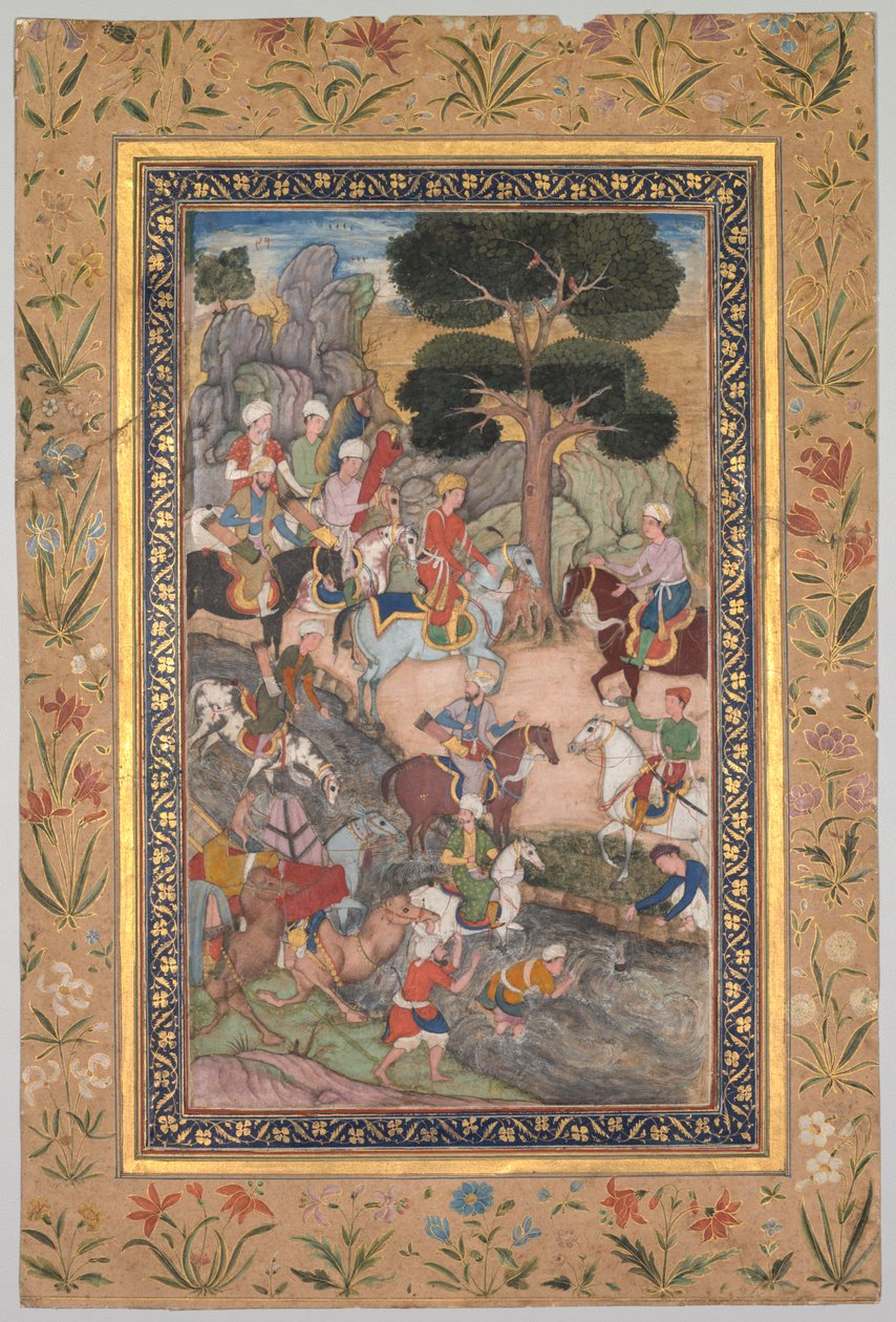 Babur meeting with Sultan Ali Mirza at the Kohik River, from a Babur-nama Memoirs of Babur by Unbekannt