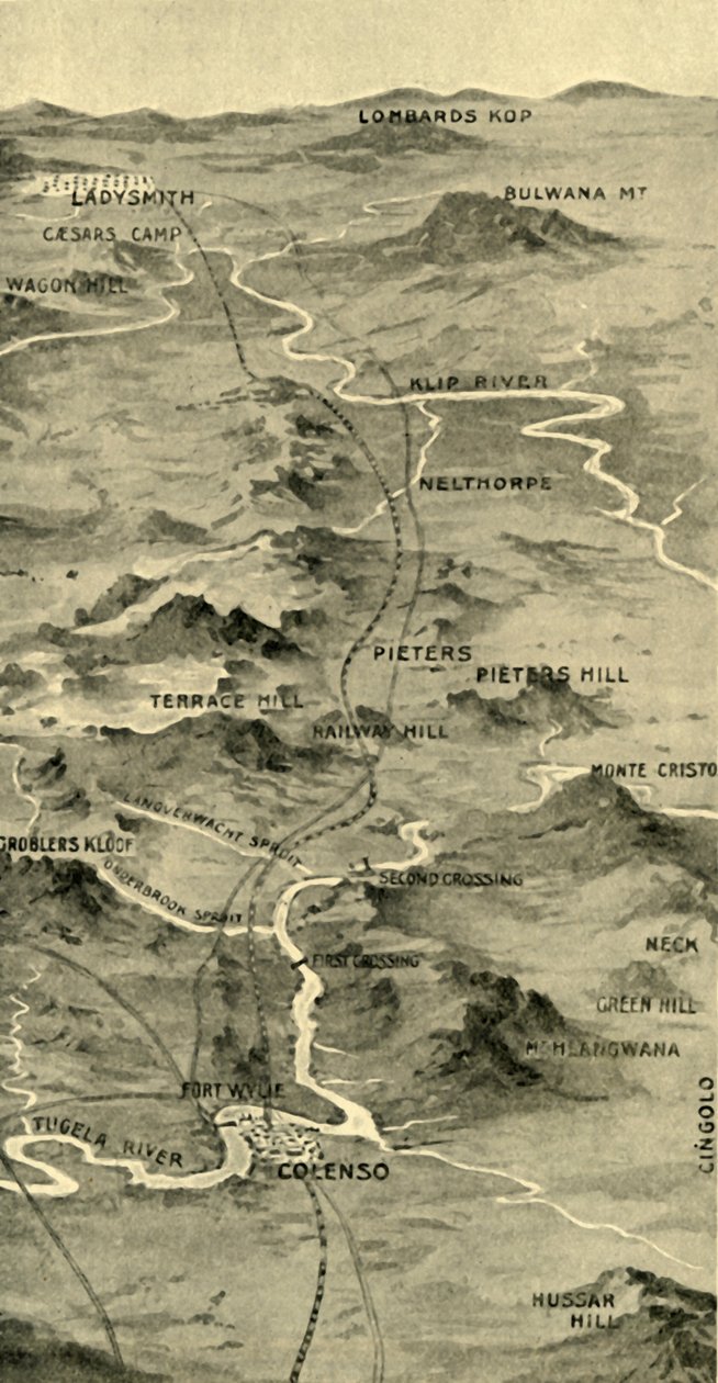 Balloon Map Illustrating the Battle of Pieters and Relief of Ladysmith by Unbekannt