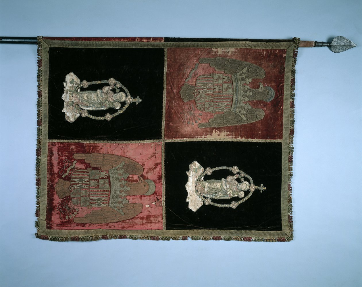 Banner with a Quartered Royal Arms of Spain and the Madonna and Child by Unbekannt