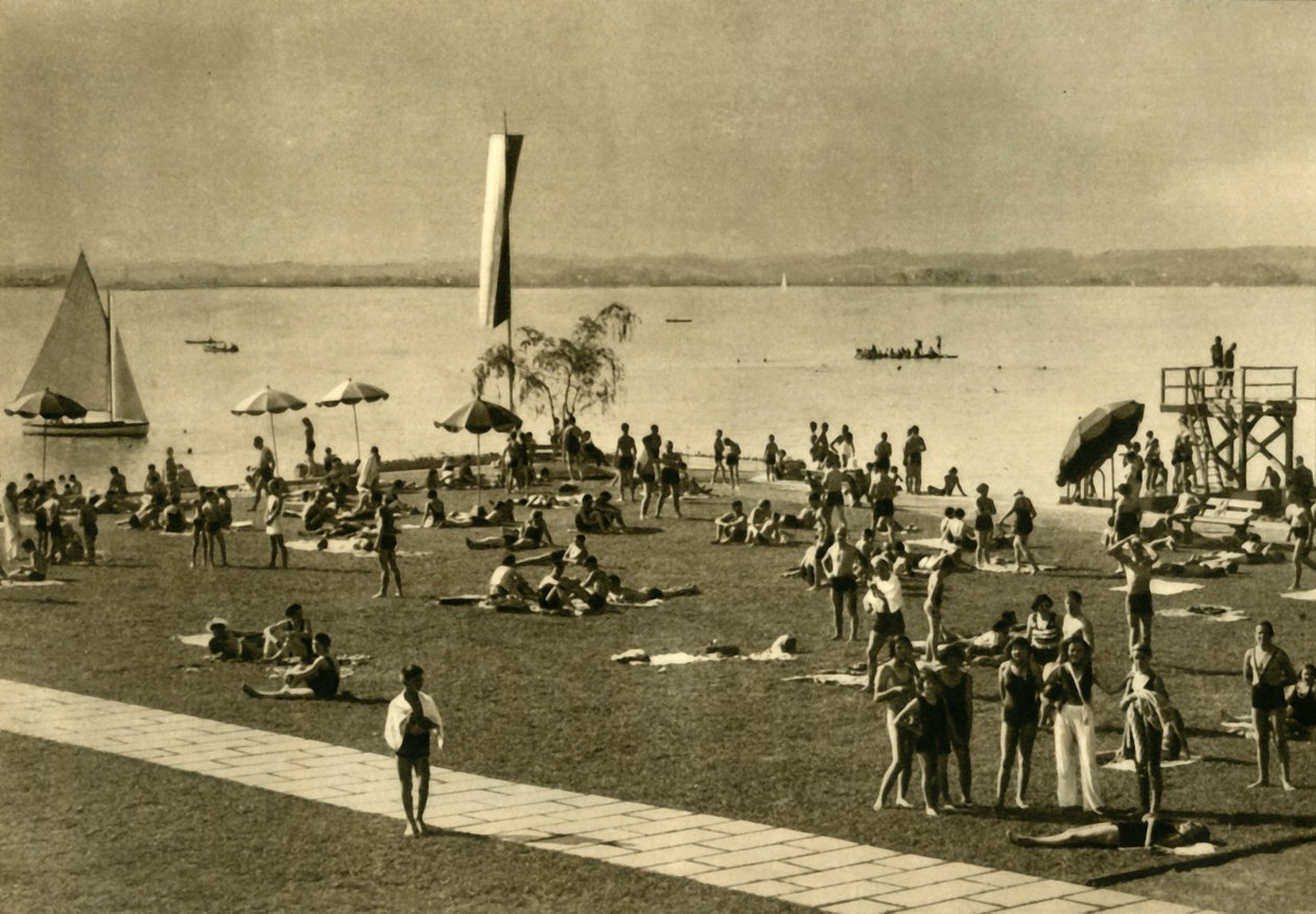 Bathers on the Shores of Lake Constance, Bregenz, Austria, c1935 by Unbekannt