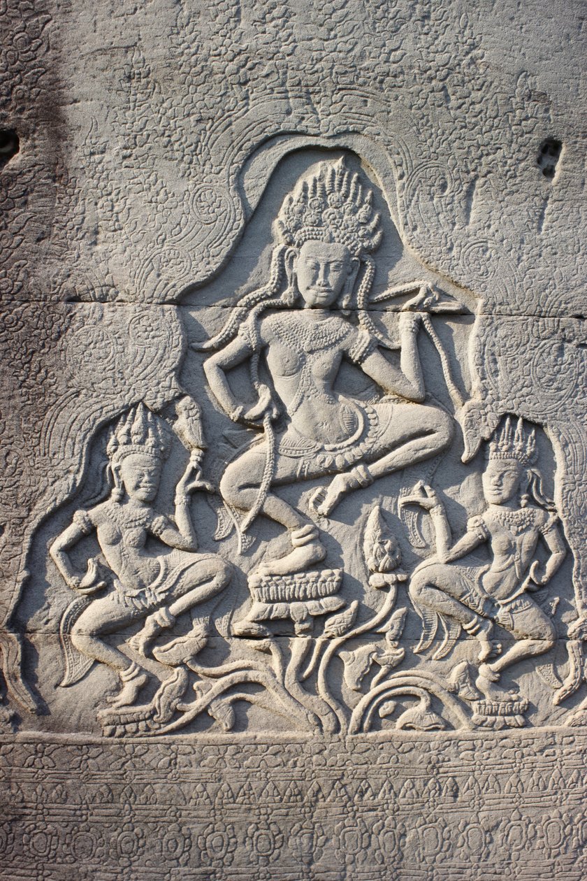 Celestial Dancers Carved into a Pillar in Bayon, Siem Reap, Cambodia by Unbekannt
