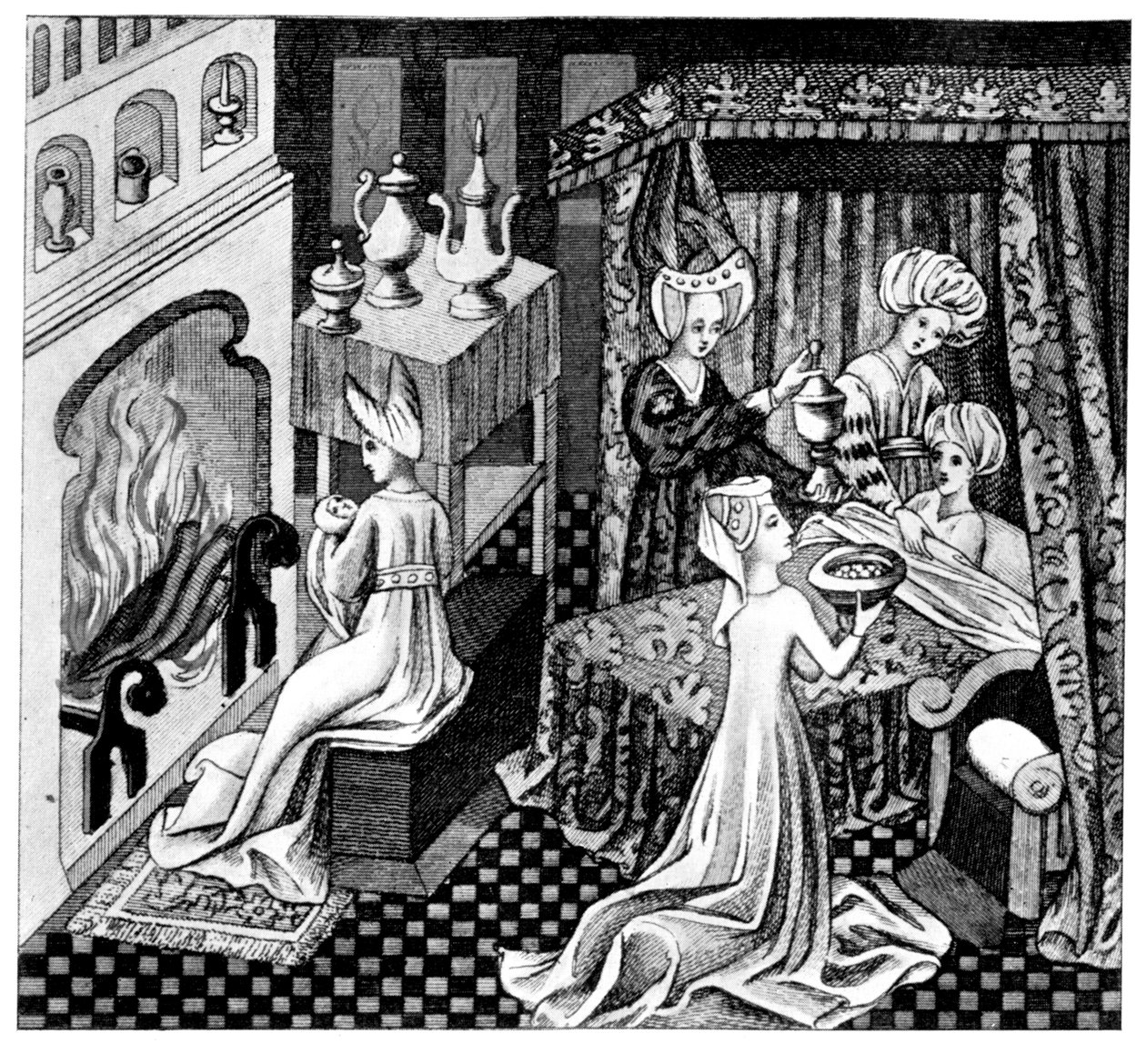 Bedroom Scene, 15th Century, 1910 by Unbekannt