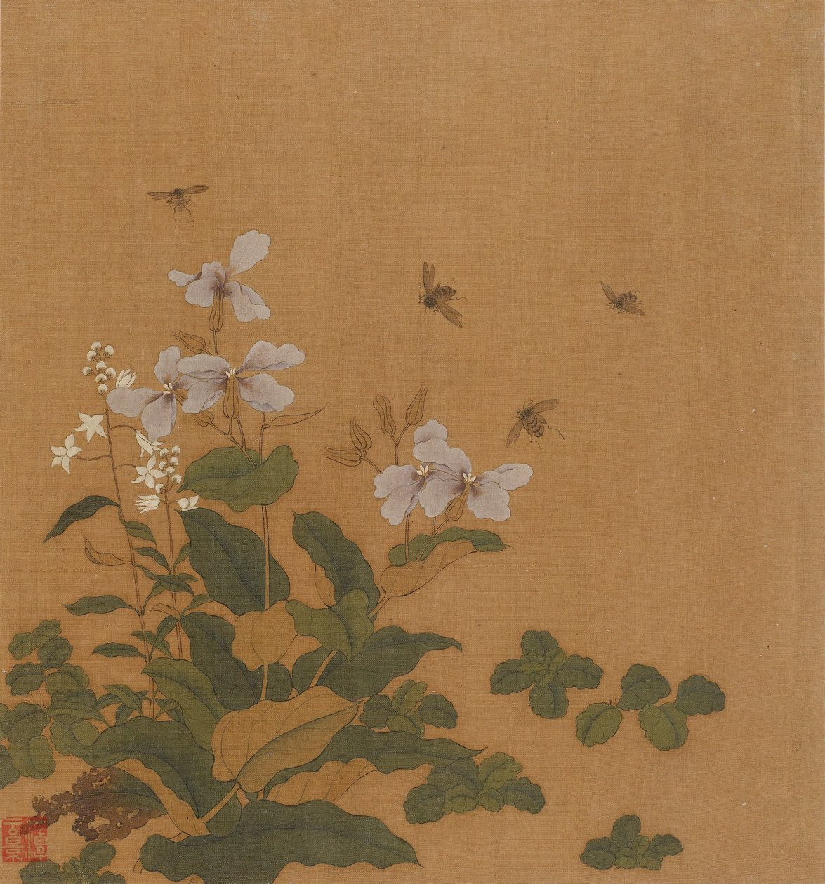 Bees Hovering Over Flowers, Qing Dynasty, 18th Century by Unbekannt