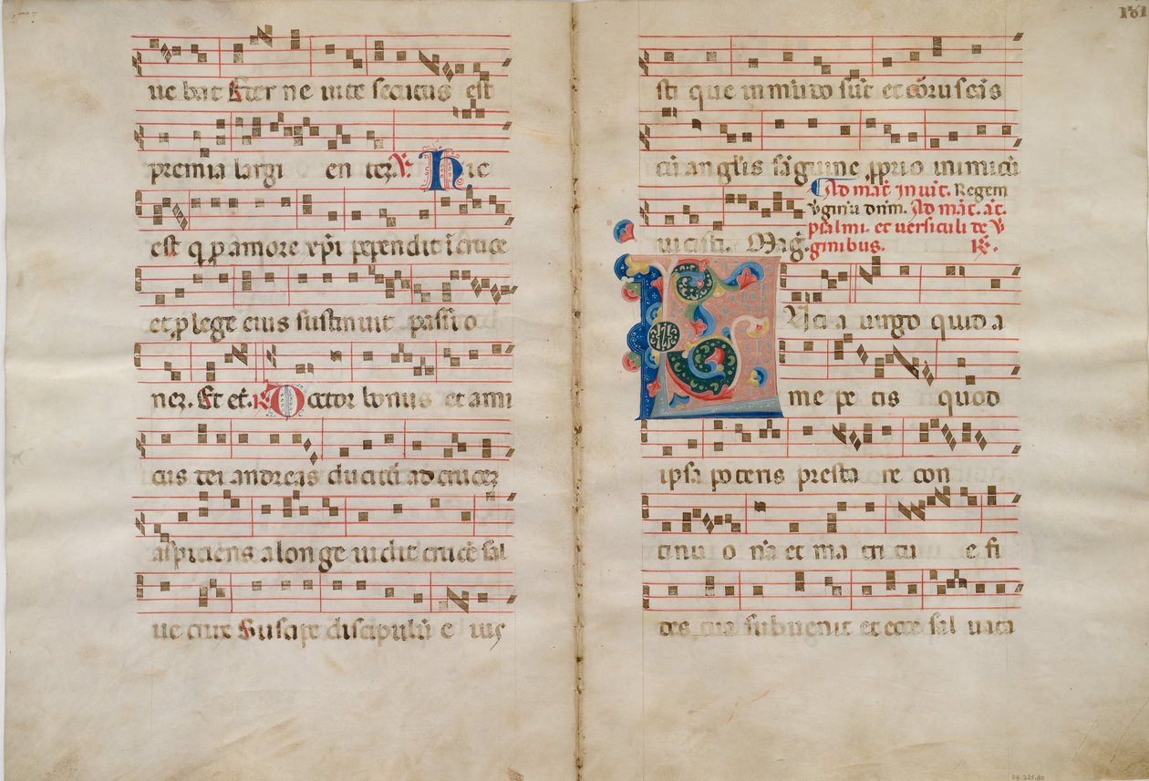 Bifolium with Initial L, from an Antiphonary, 14th century by Unbekannt