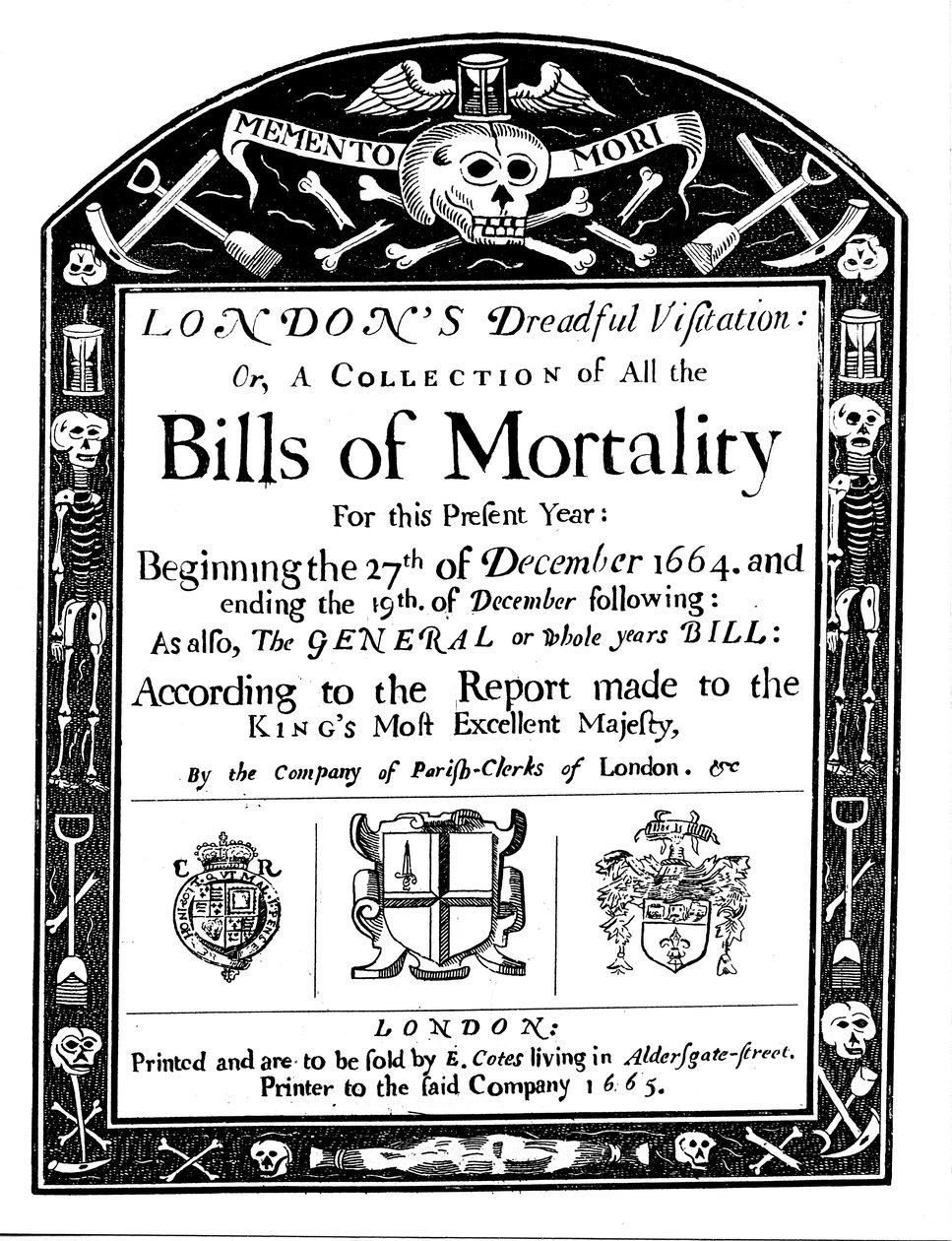 Bills of Mortality Bill for London, Covering Part of the Period of the Great Plague by Unbekannt