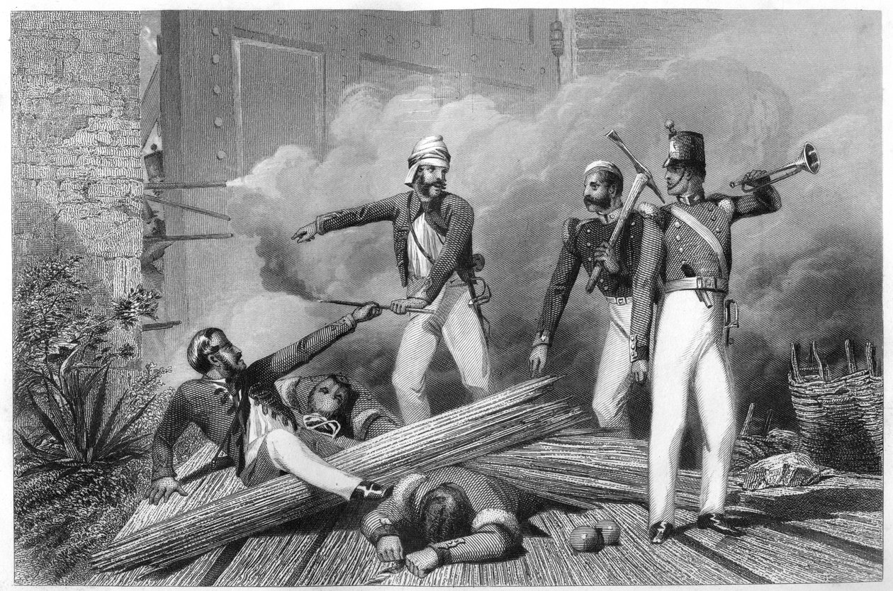 Blowing Up of the Cashmere Gate at Delhi, 1857, c1860 by Unbekannt