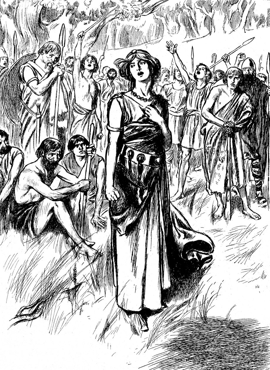 Boudicca Boadicea, 1st Century British Queen of the Iceni, Rallying Her Troops by Unbekannt