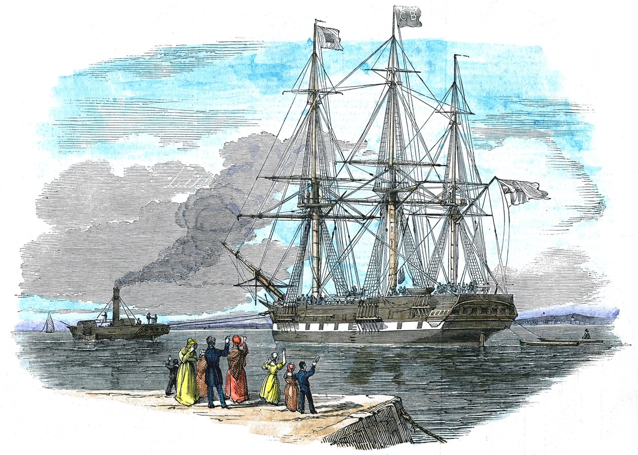 British Emigrant Ship Being Towed Out of Harbour Before Setting Sail for Sydney, Australia by Unbekannt