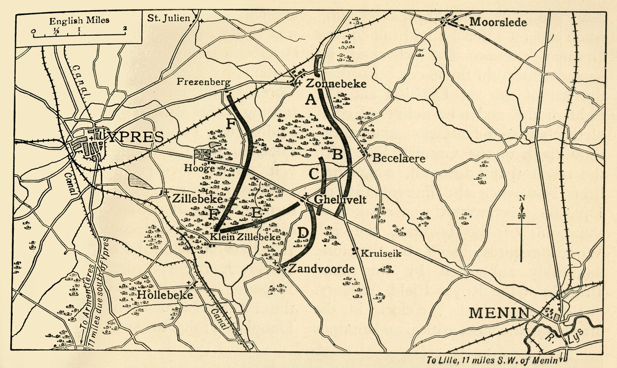 British positions before the First Battle of Ypres, First World War by Unbekannt