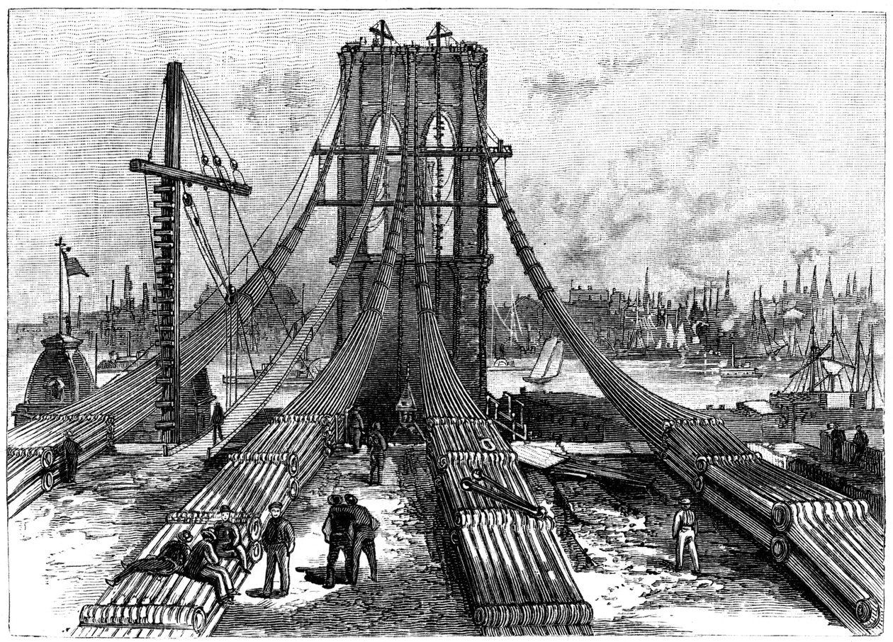 Brooklyn Suspension Bridge, New York, USA: cable anchorage on the Brooklyn shore by Unbekannt