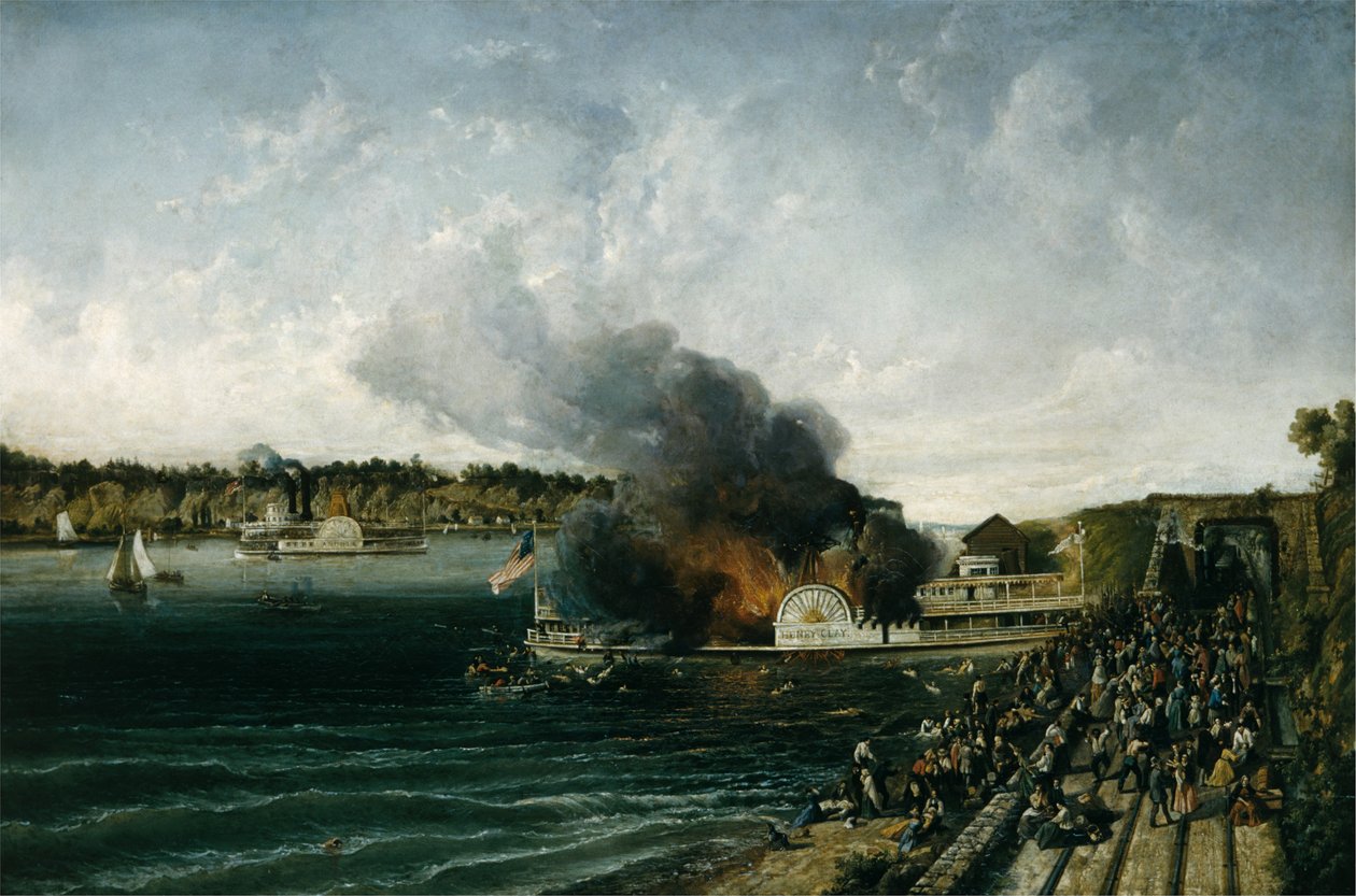 Burning of the Sidewheeler Henry Clay by Unbekannt