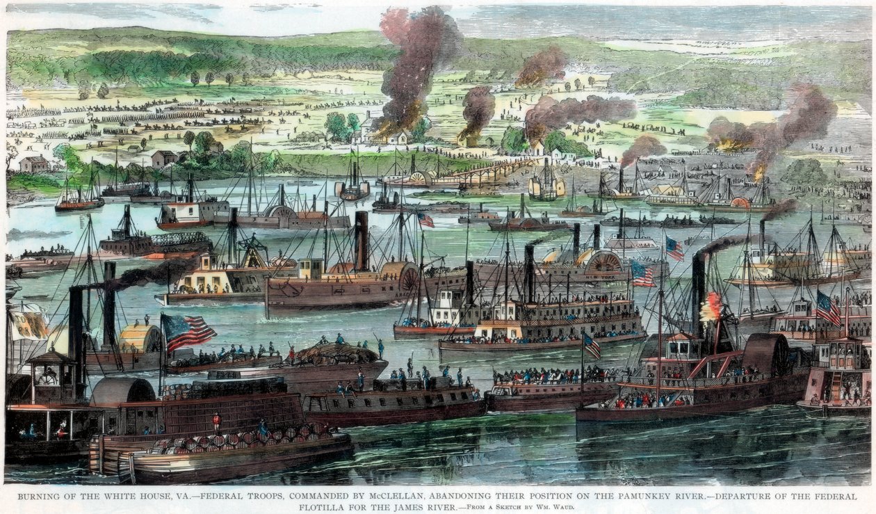 Burning of the White House, Virginia, American Civil War, 26 June 1862 by Unbekannt