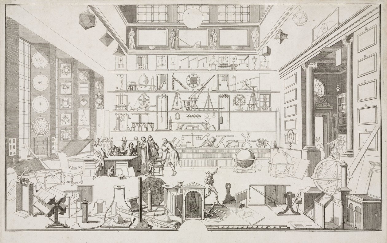 Geometry Cabinet of Mr. LE CLERC - Research Centres The Physical Laboratory of the Academy of Sciences, Paris, c 1700 by Unbekannt
