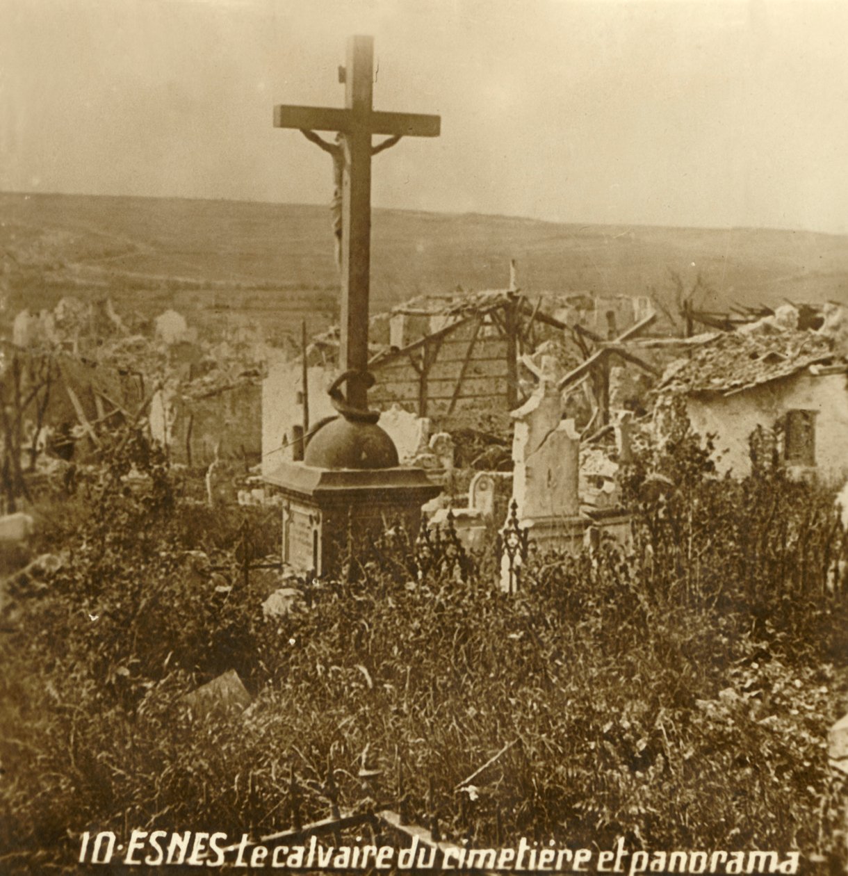 Calvary at the cemetery of Esnes, northern France, c1914-c1918 by Unbekannt