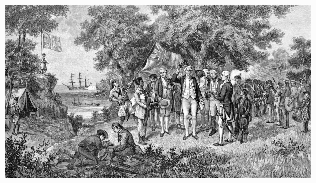 Captain Cook Claims Botany Bay, New South Wales, Australia, 1770, 1886 by Unbekannt