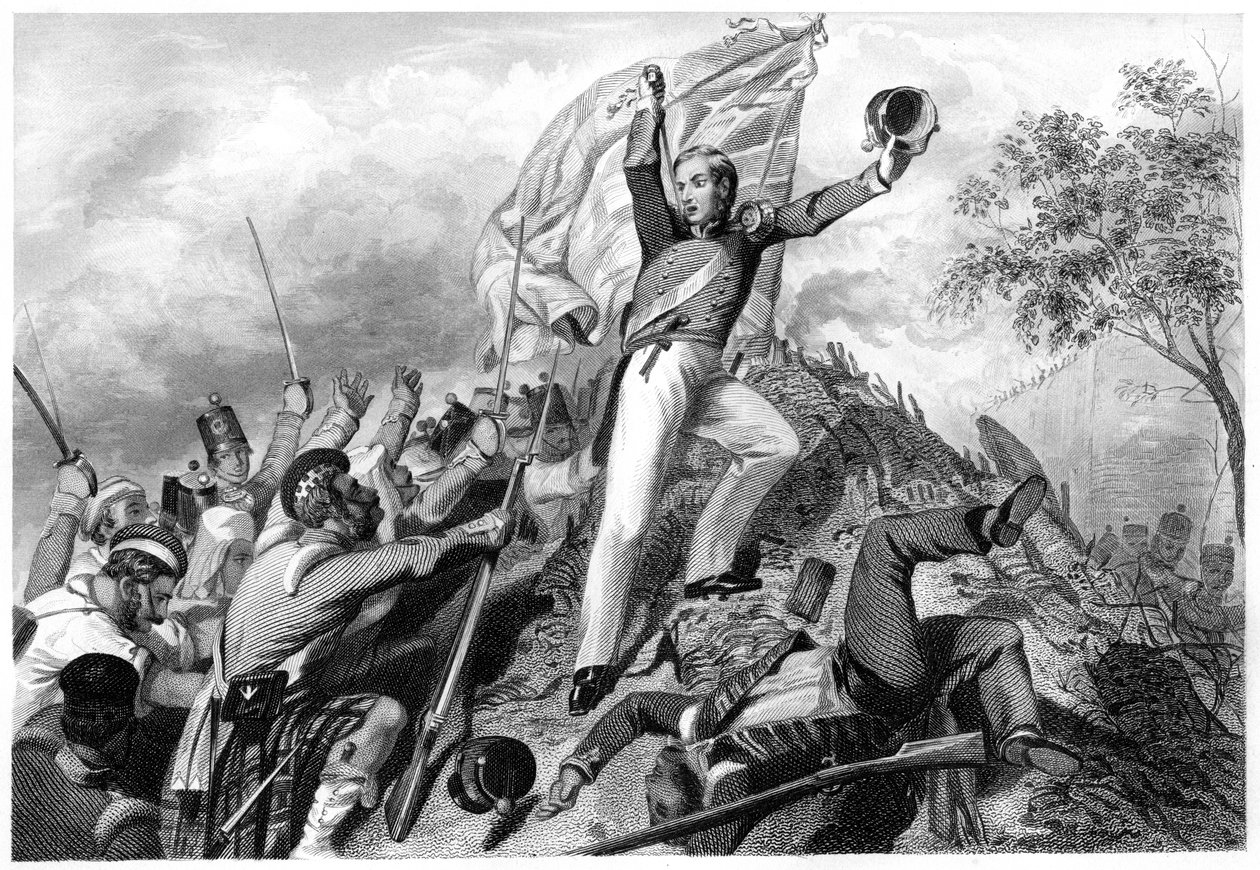 Capture of the Guns by the Highlanders before Cawnpore, 1857 by Unbekannt