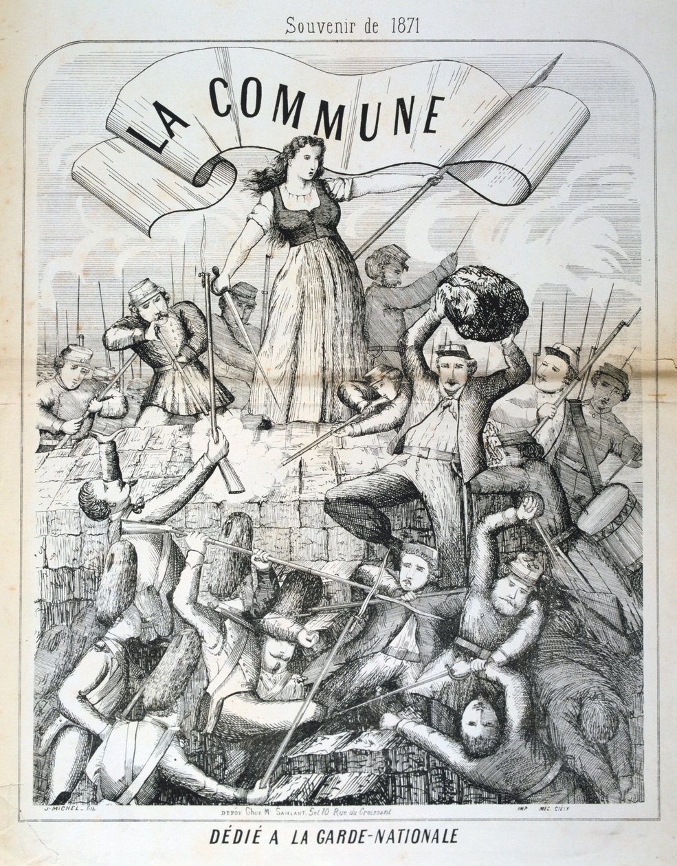 Cartoon Dedicated to the National Guard, Paris Commune, 1871 by Unbekannt