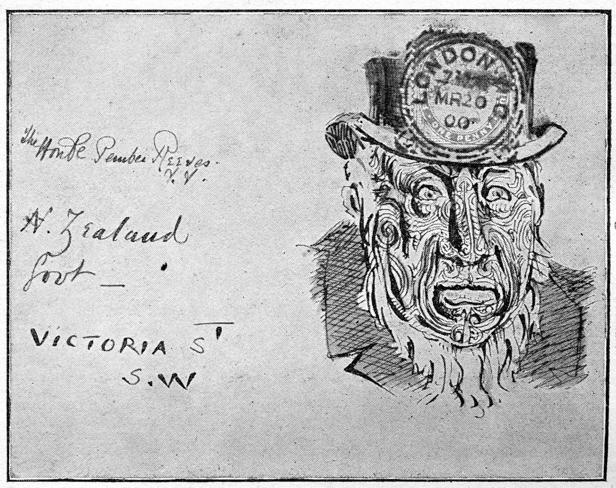 Cartoon depicting Boer leader Paul Kruger as a Maori by Unbekannt
