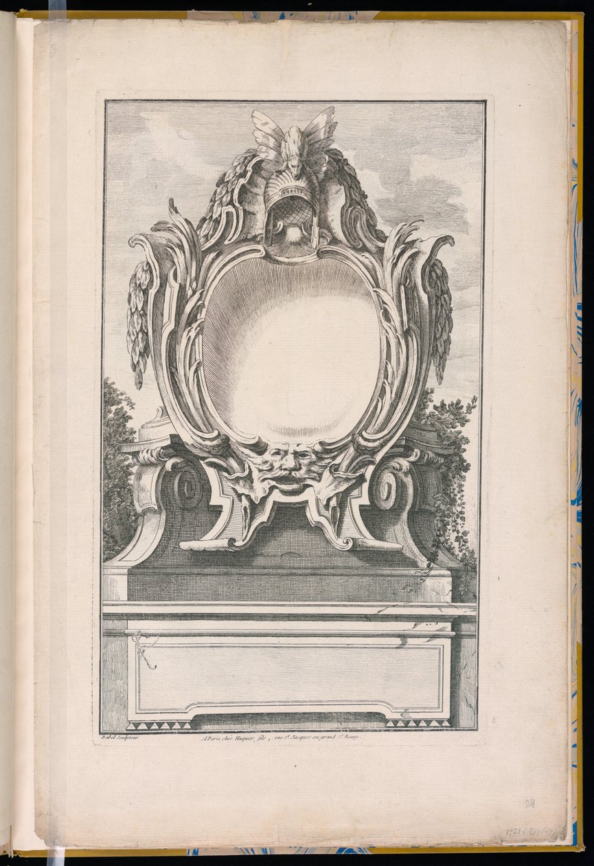 Cartouche Decorated with a Helmet and a Mask by Unbekannt