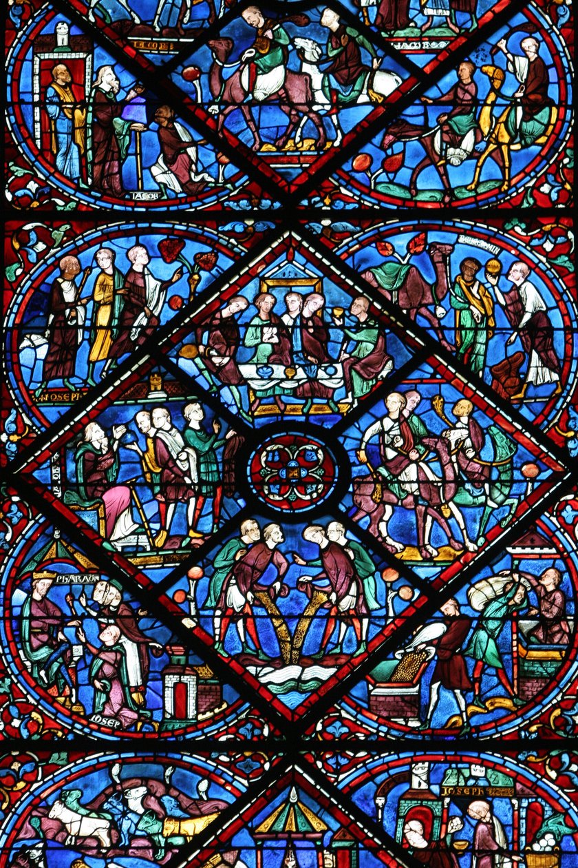 Chartres cathedral: stained glass window, Chartres, France by Unbekannt
