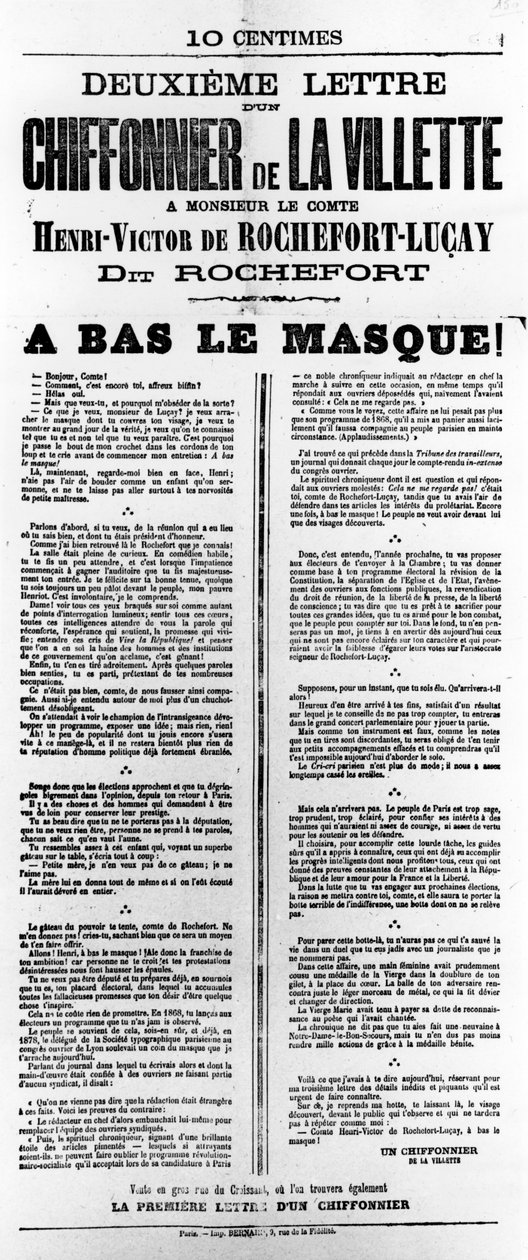 Chiffonnier de La Villette, from French Political Posters of the Paris Commune, May 1871 by Unbekannt