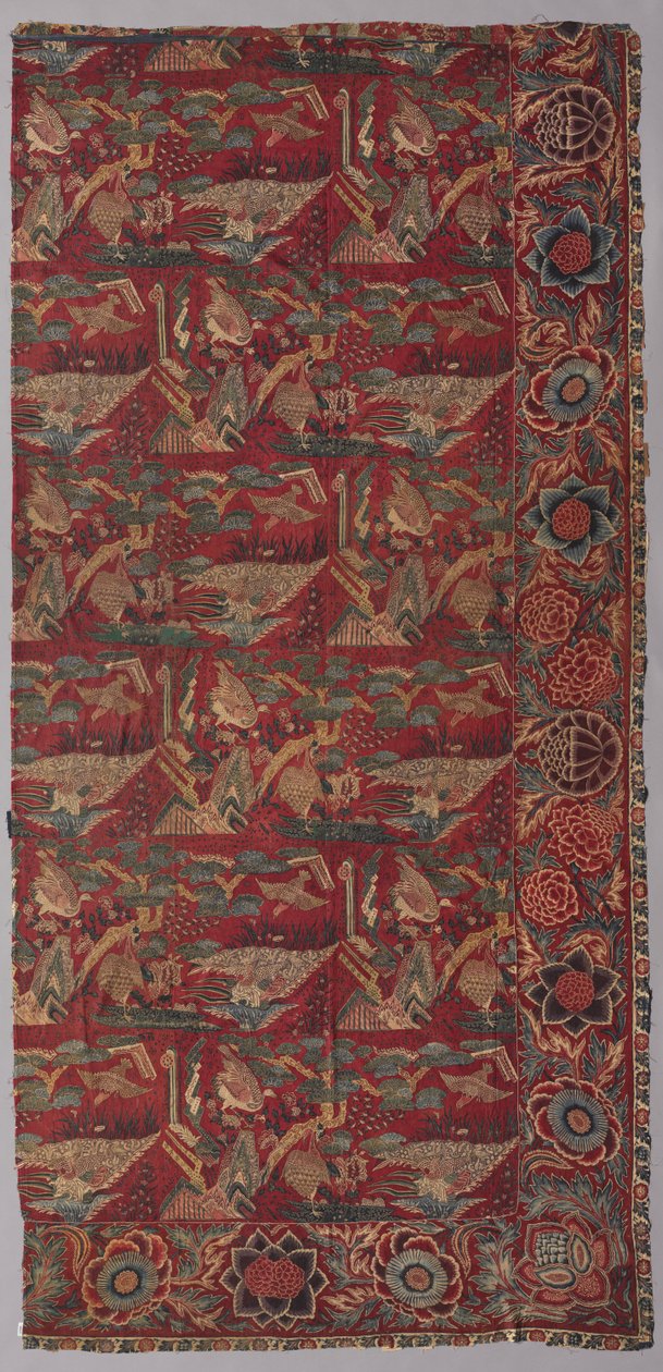 Chintz Bed Cover or Hanging with a Japanese-Inspired Pattern, Right Half by Unbekannt