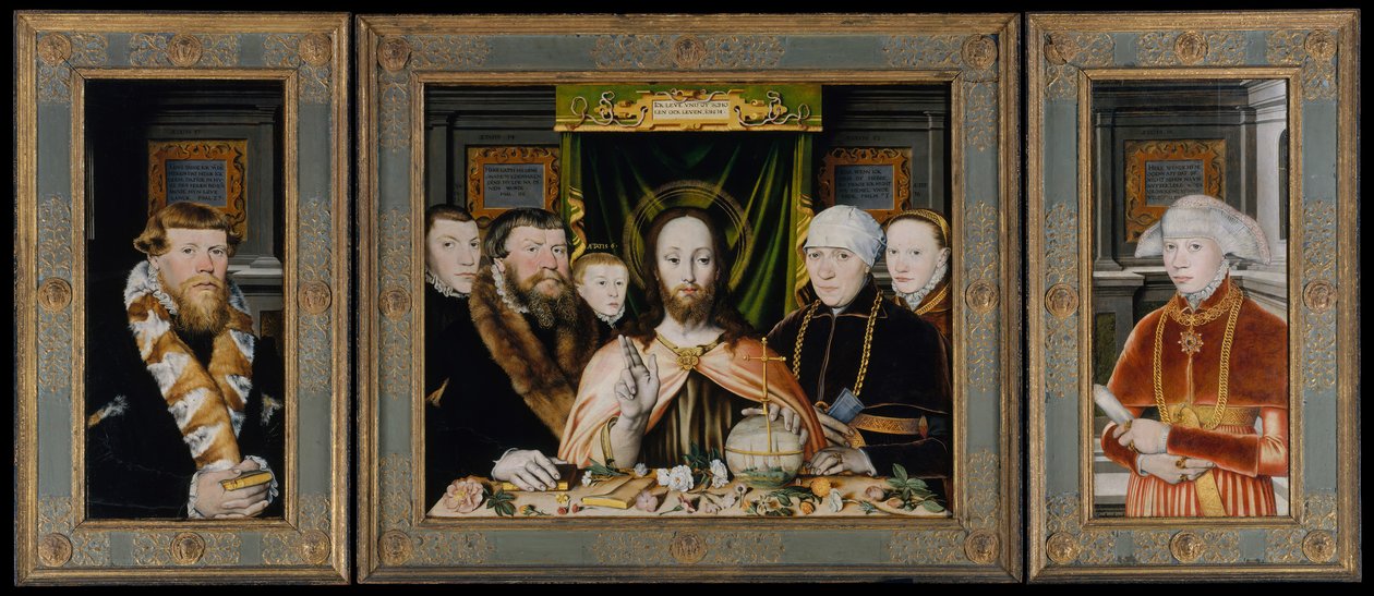 Christ Blessing, Surrounded by a Donor Family by Unbekannt