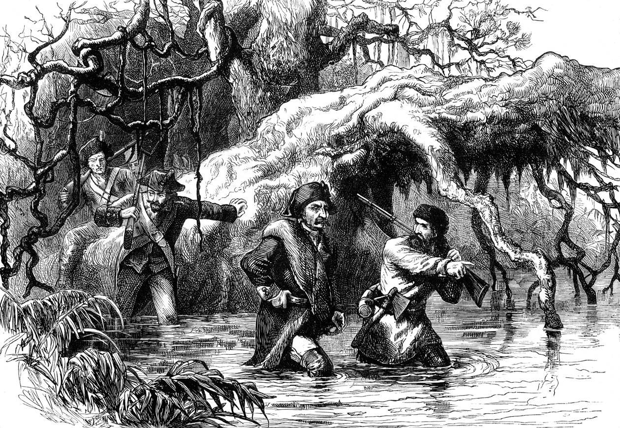 Clark and his soldiers crossing the Wabash by Unbekannt