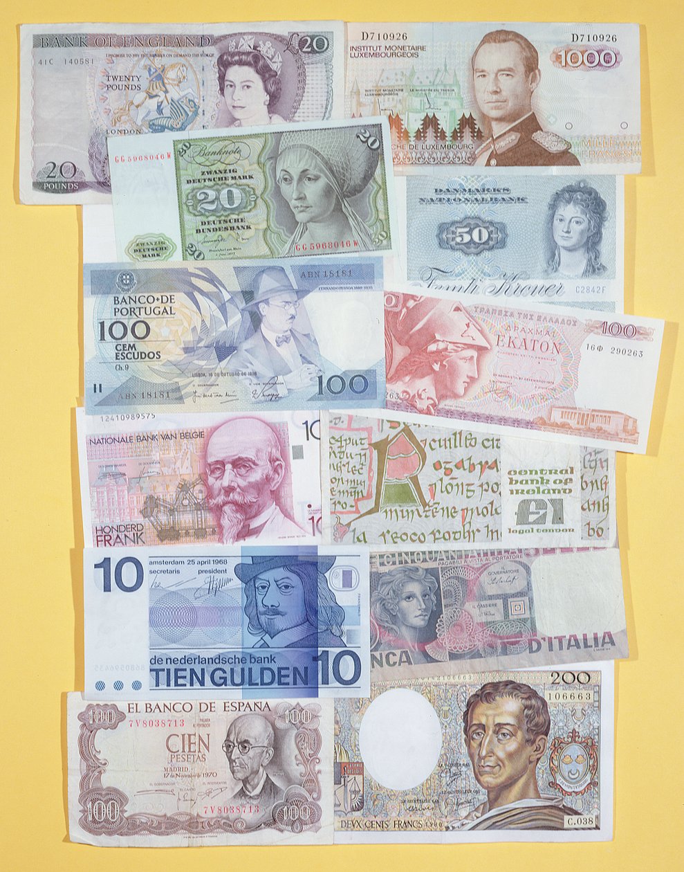 Collection of Late Twentieth Century European Bank Notes by Unbekannt