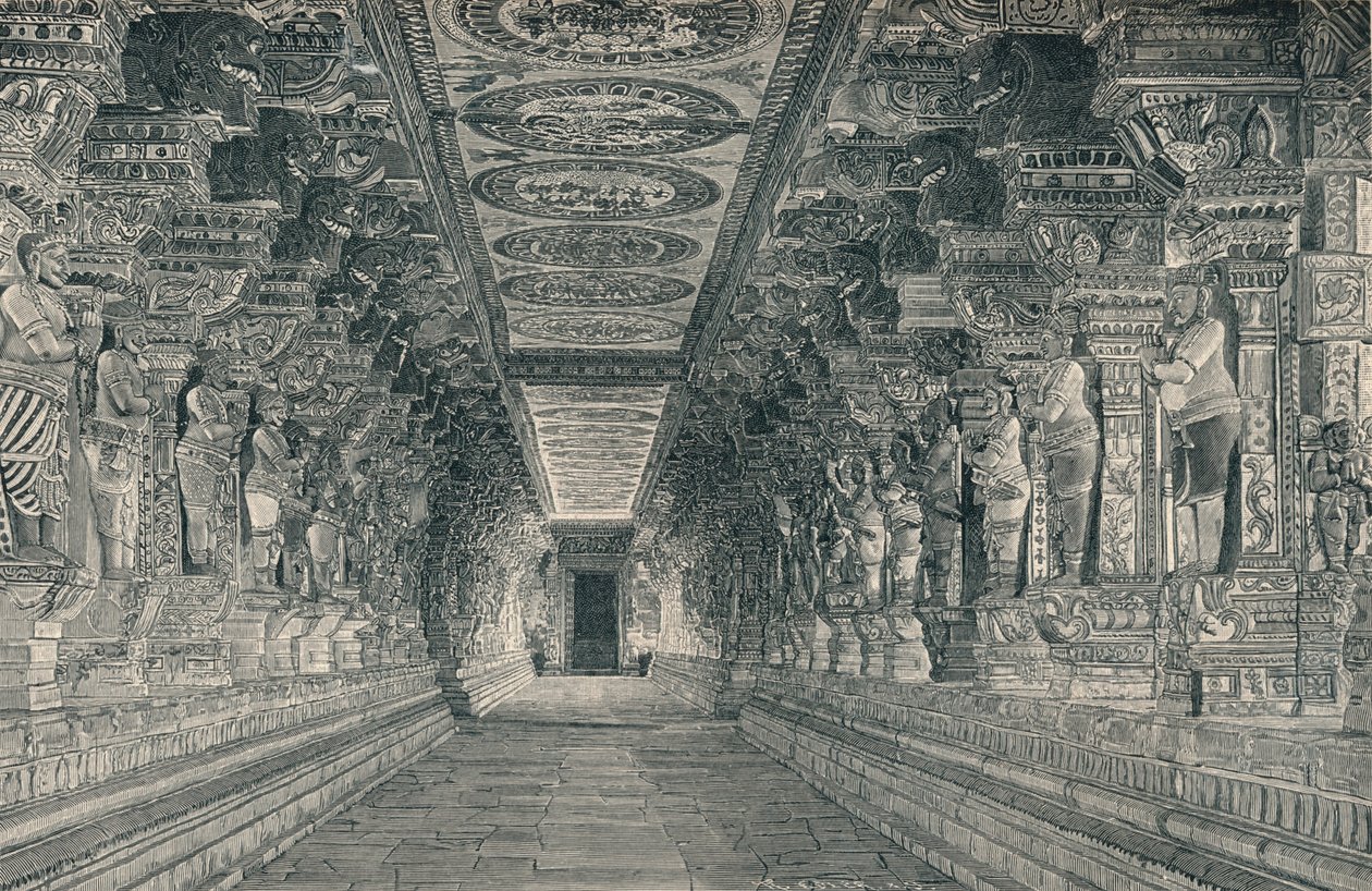 Colonnade in the Interior of the Hindu Temple on the Island of Rameswaram, Southern India, c. 1903 by Unbekannt