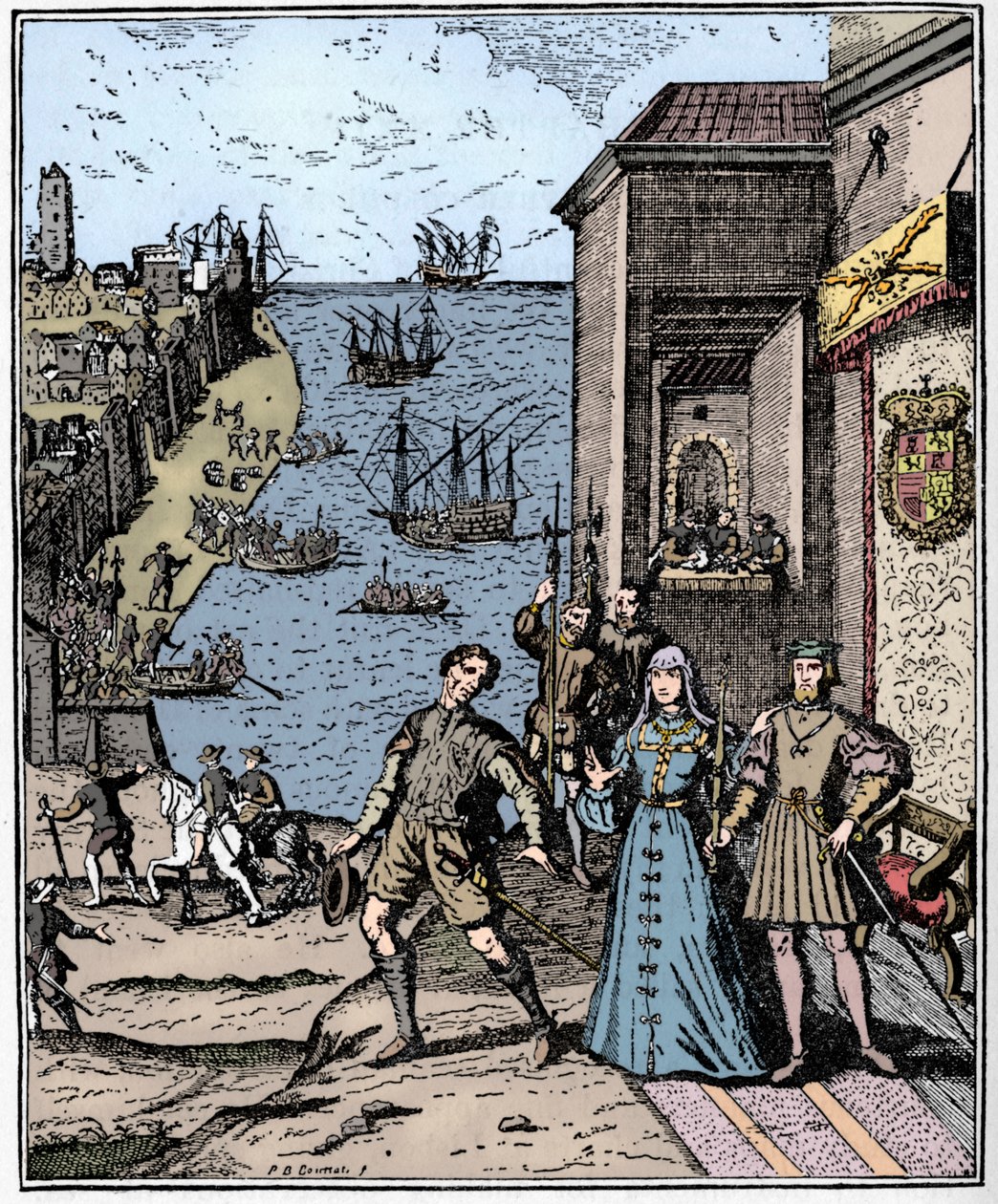 Columbus with Ferdinand and Isabella, 3rd August 1492, 1912 by Unbekannt