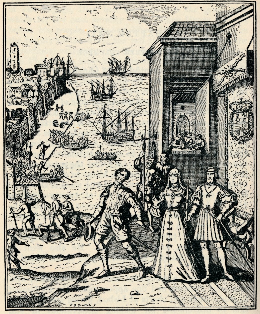 Columbus with Ferdinand and Isabella, 3rd August 1492 by Unbekannt