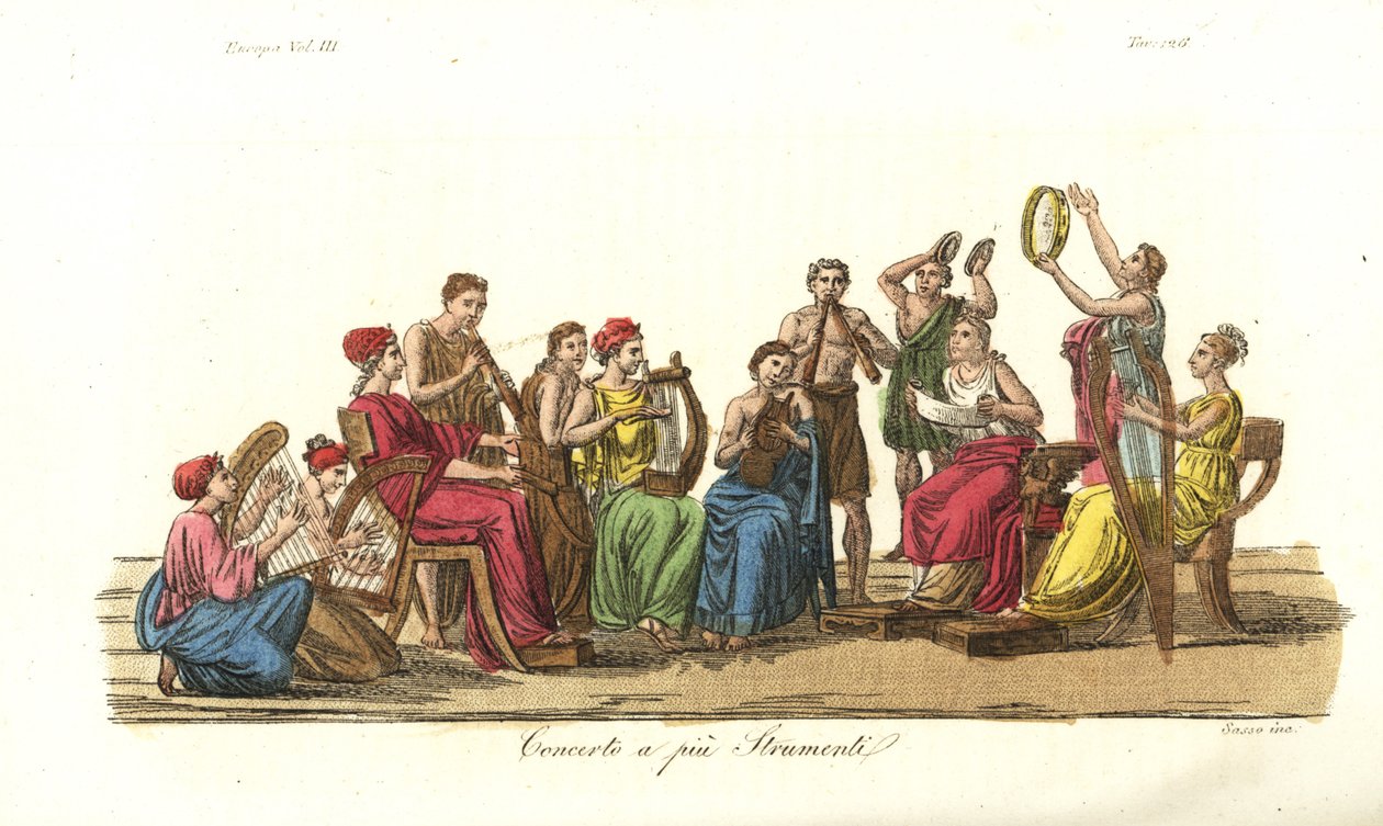 Concert with many instruments, ancient Greece by Unbekannt